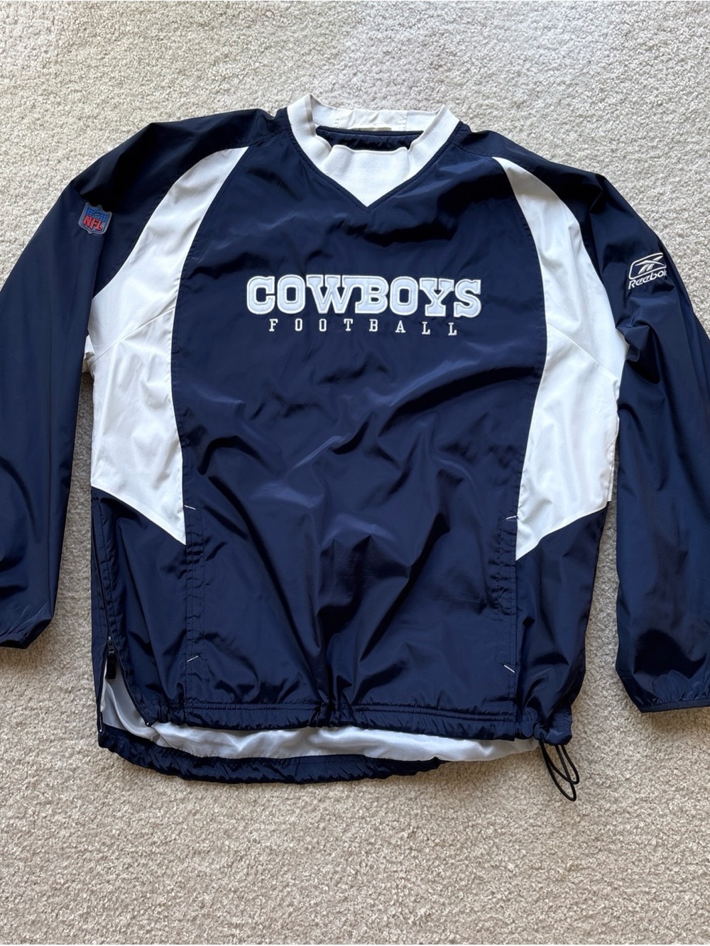 Dallas Cowboys Reebok On Field NFL Football Windbreaker Pullover L Vintage